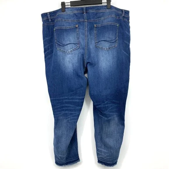 Cato Jeans High Rise Skinny Ankle Crop Raw Hem Classic Denim - Picture 5 of 8